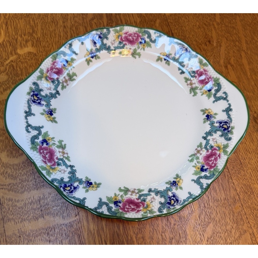 Royal Doulton Floradora Green Two-Handled Cake Plate MINT